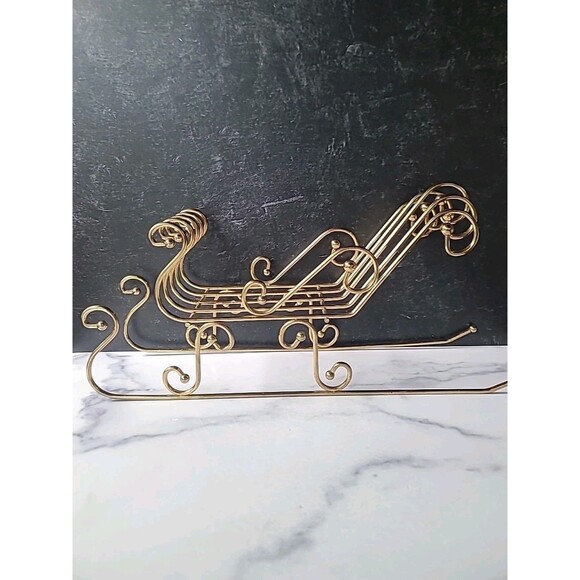 Brass Plated Santa Sleigh Vintage Christmas Decor - Picture 2 of 10